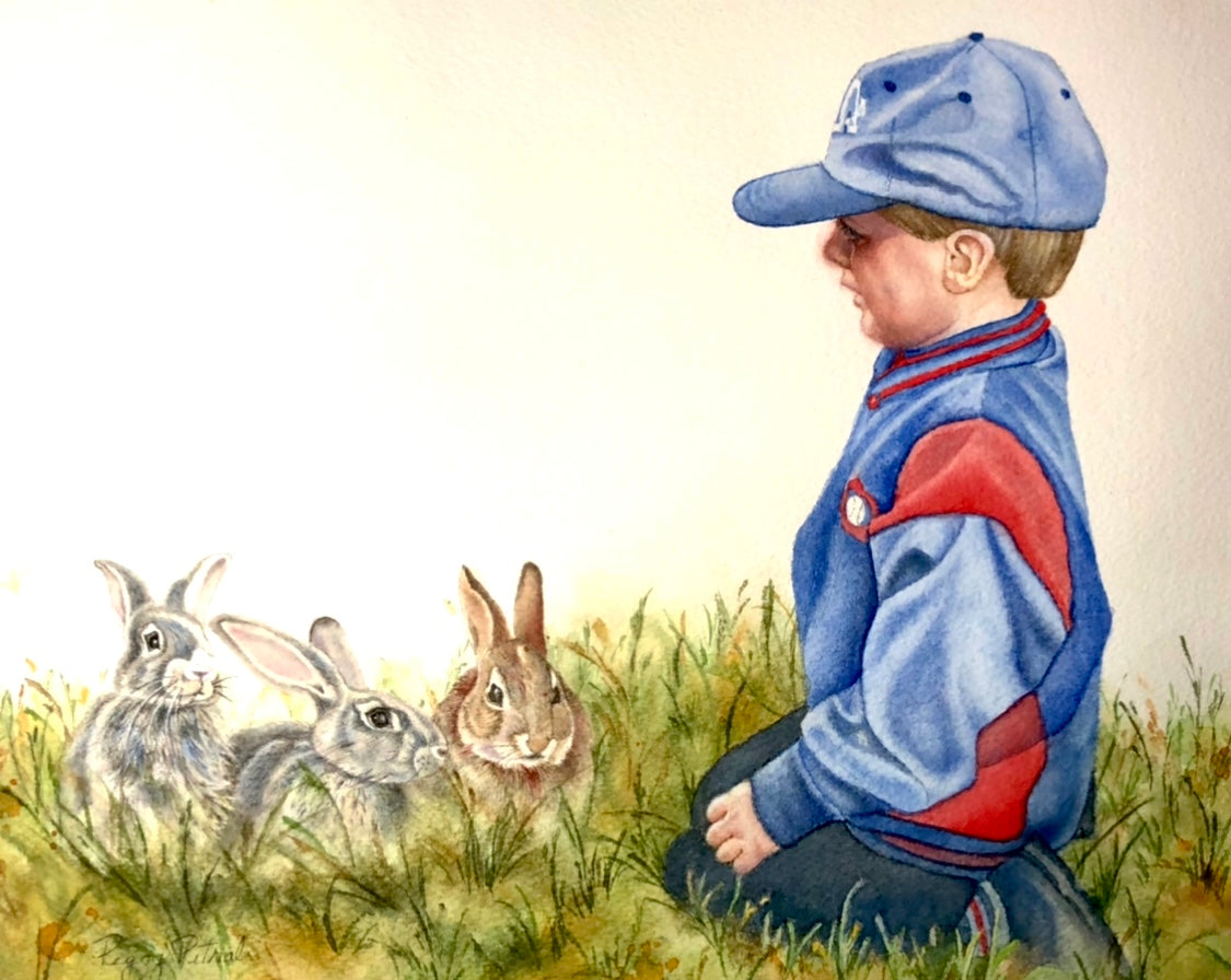 Nick with his rabbits
