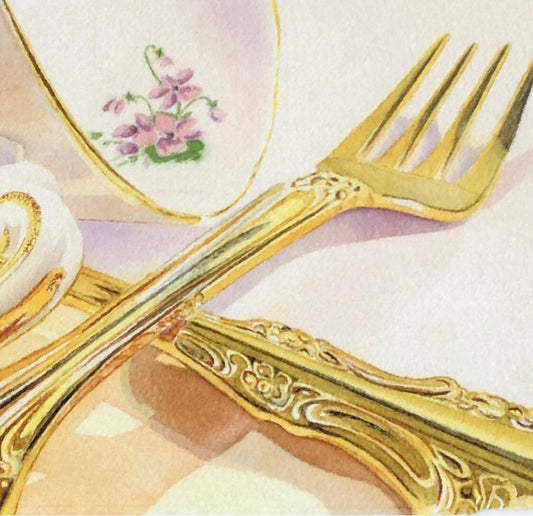 Gold fork and spoon